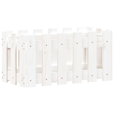 Plantenbak met hekontwerp 60x30x30 cm massief grenenhout wit 2