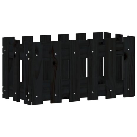 Plantenbak met hekontwerp 60x30x30 cm massief grenenhout zwart 4