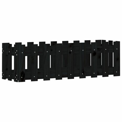 Plantenbak verhoogd hekontwerp 100x30x30 cm grenenhout zwart 4