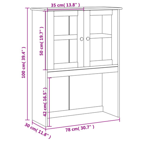 Opzetkast VIGO 78x30x100 cm massief grenenhout 9