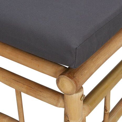 3-delige Loungeset met kussens bamboe donkergrijs 6