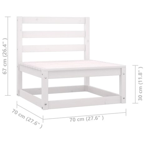 3-delige Loungeset met kussens massief grenenhout wit 8
