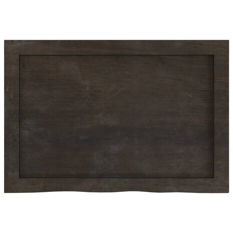 Wastafelblad 60x40x(2-6) cm behandeld massief hout donkerbruin 4