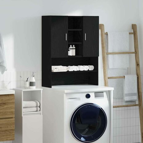 Wasmachinekast 70,5x25,5x90 cm zwart eikenkleurig 1