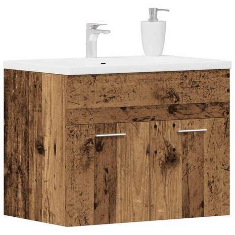 Wastafelkast 60x38,5x46 cm bewerkt hout oud houtkleurig 4