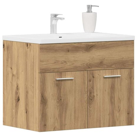 Wastafelkast 60x38,5x46 cm bewerkt hout artisanaal eikenkleur 4