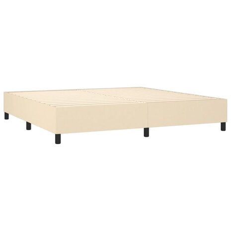Boxspring met matras stof cr&egrave;mekleurig 200x200 cm 4