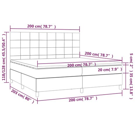 Boxspring met matras stof cr&egrave;mekleurig 200x200 cm 6