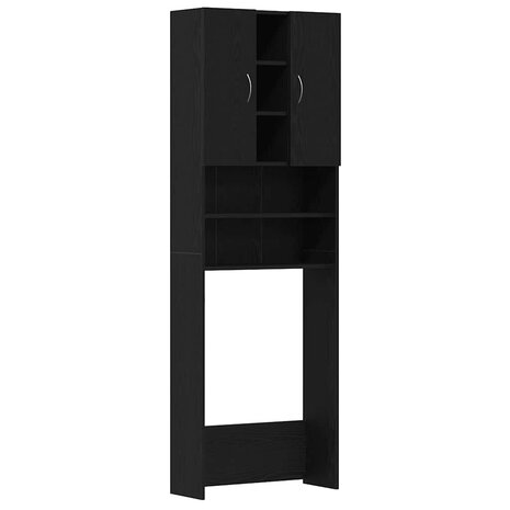 Wasmachinekast 64x25,5x190 cm zwart eikenkleur 2