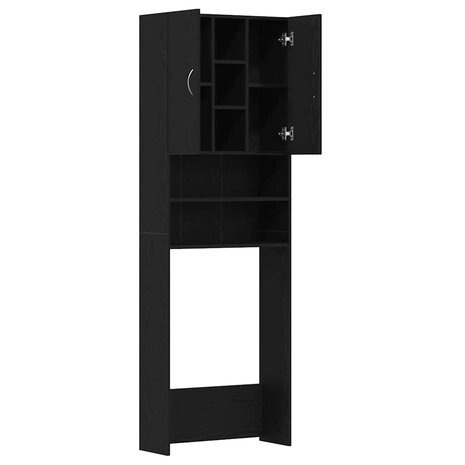 Wasmachinekast 64x25,5x190 cm zwart eikenkleur 5
