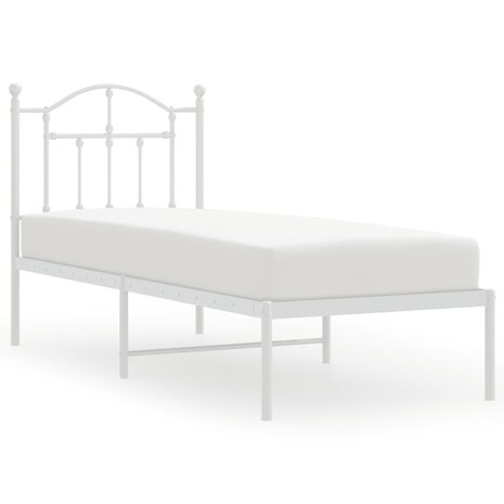 Bedframe met hoofdbord zonder matras metaal wit 75x190 cm 2