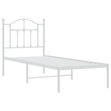 Bedframe met hoofdbord zonder matras metaal wit 75x190 cm 3
