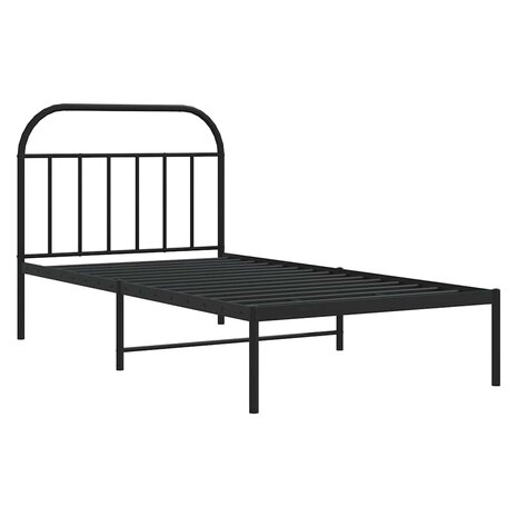 Bedframe met hoofdbord metaal zwart 100x190 cm 3