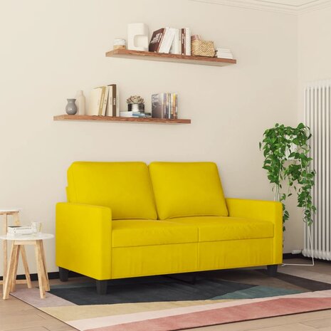 Tweezitsbank 120 cm fluweel geel 3