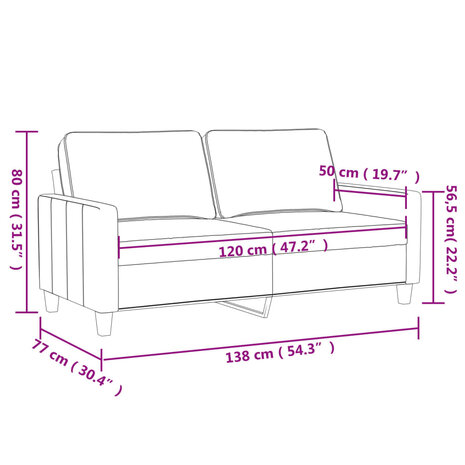 Tweezitsbank 120 cm fluweel geel 9