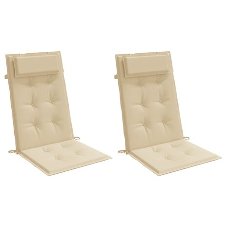 Stoelkussens 2 st hoge rug oxford stof beige 3