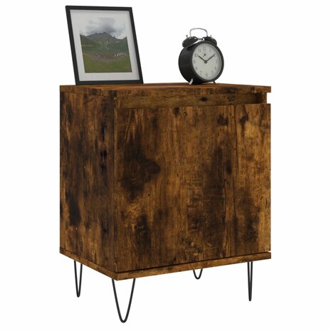 Nachtkastje 40x30x50 cm bewerkt hout gerookt eikenkleurig 3