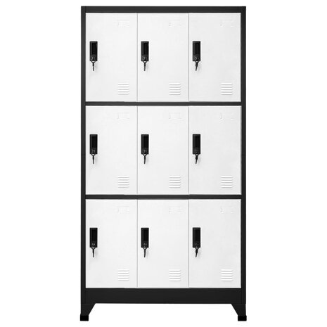 Lockerkast 90x45x180 cm staal antracietkleurig en wit 2