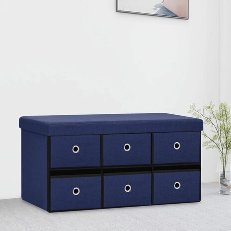 Opbergbank inklapbaar 76x38x38 cm kunstlinnen blauw 1