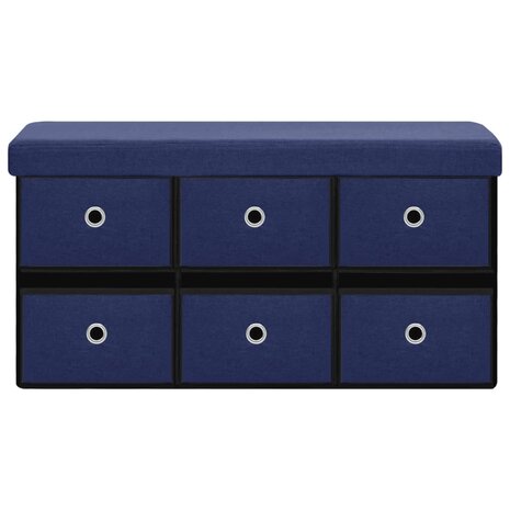 Opbergbank inklapbaar 76x38x38 cm kunstlinnen blauw 3