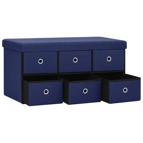 Opbergbank inklapbaar 76x38x38 cm kunstlinnen blauw 5