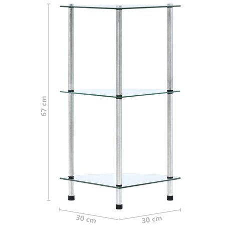 Kastje 3-laags 30x30x67 cm gehard glas transparant 6