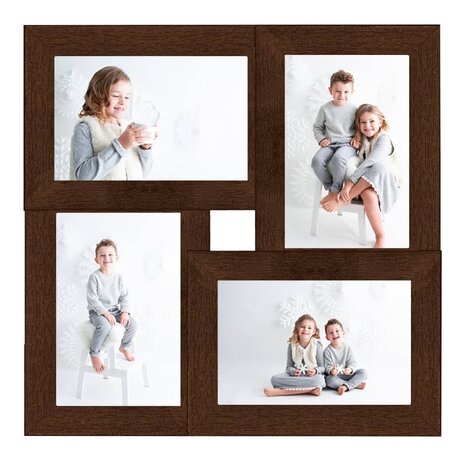 Fotolijst voor 4x(13x18 cm) foto MDF donkerbruin 2