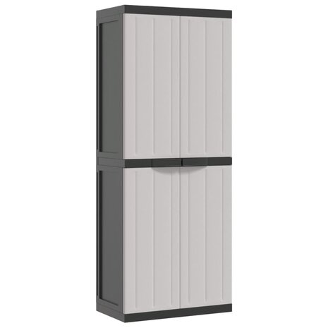 Tuinkast 65x37x165 cm polypropeen grijs en zwart 2