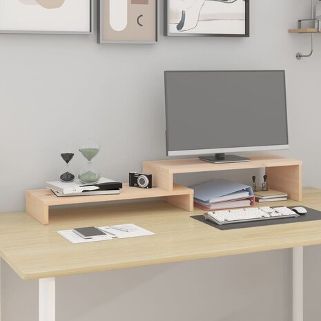 Monitorstandaard (52-101)x22x14 cm massief grenenhout 1