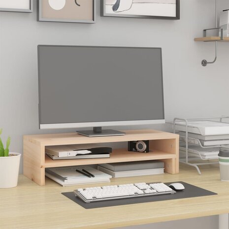 Monitorstandaard (52-101)x22x14 cm massief grenenhout 3