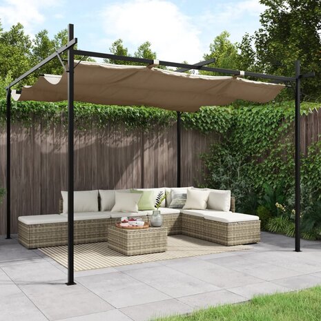 Pergola met uitschuifbaar dak 295x292x230 taupe 1