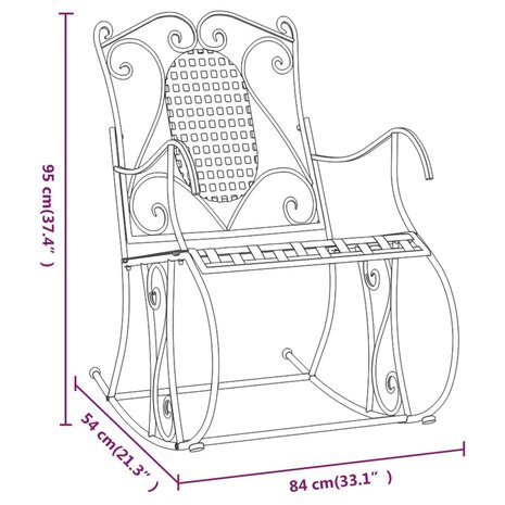 Schommelbank 84 cm staal zwart 8