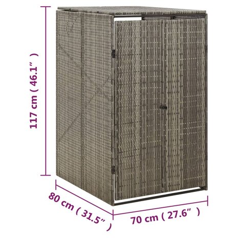 Containerberging enkel 70x80x117 cm poly rattan grijs 7