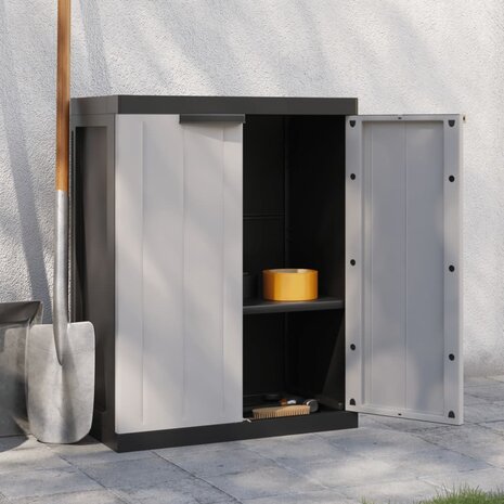 Tuinkast 65x37x85 cm polypropeen grijs en zwart 3