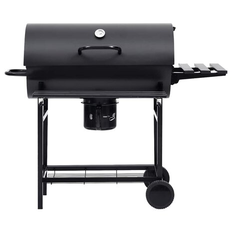 Barbecuevat met wielen en schappen 115x85x95 cm staal zwart 3