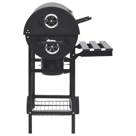 Barbecuevat met wielen en schappen 115x85x95 cm staal zwart 4