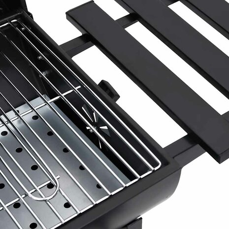 Barbecuevat met wielen en schappen 115x85x95 cm staal zwart 9