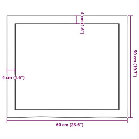 Wastafelblad 60x50x(2-4) cm onbehandeld massief hout 9