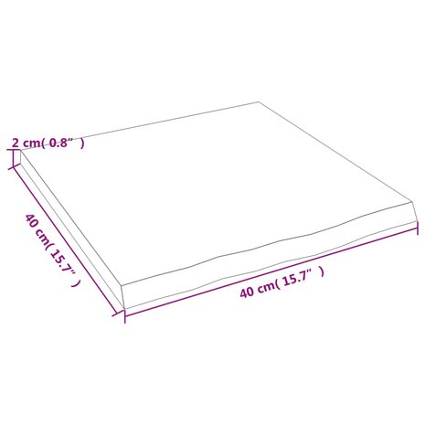 Wastafelblad 40x40x2 behandeld massief hout lichtbruin 6