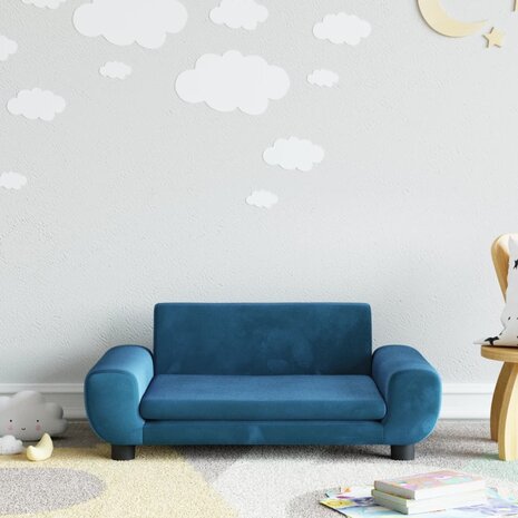Kinderbank 70x45x33 cm fluweel blauw 1