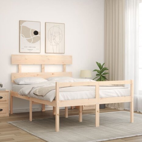 Seniorenbed met hoofdbord massief hout 3