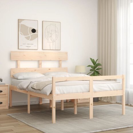Seniorenbed met hoofdbord massief hout 140x200 cm 3