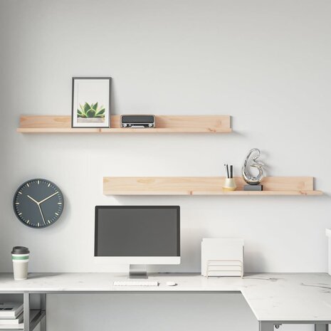 Wandkasten 2 st 110x11x9 cm massief grenenhout 1