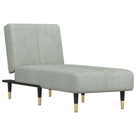 Chaise longue fluweel lichtgrijs 2