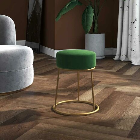 Hocker rond fluweel groen  1