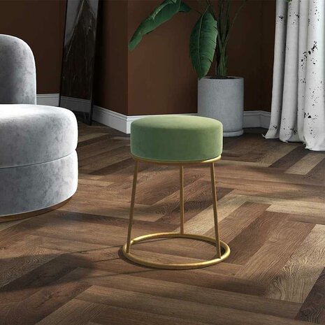 Hocker rond fluweel mosterdgroen 1
