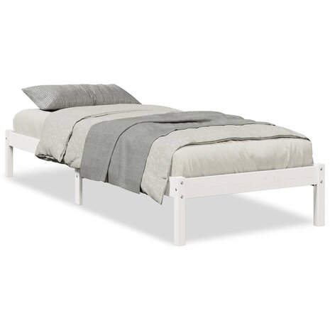 Bedframe extra lang zonder matras grenenhout wit 100x220 cm 2