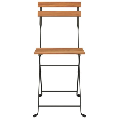 Bistrostoelen 8 st inklapbaar massief teakhout en staal 7