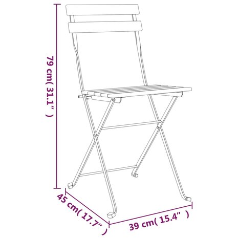 Bistrostoelen 2 st inklapbaar massief teakhout en staal 9