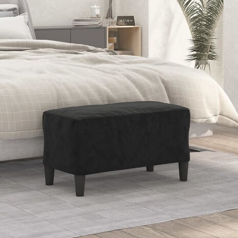 Bankje 70x35x41 cm fluweel zwart 1